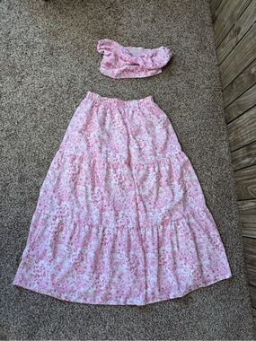 Pink & White Skirt & Bandeau Top